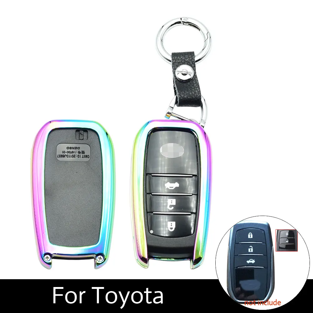 

ATOBABI Zinc Alloy Car Key Protection Cover Case For Toyota Corolla Camry RAV4 2014 2015 Smart Keys with key Ring Car Accessory