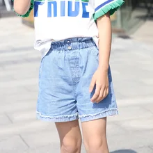Женские джинсовые шорты для От 5 до 6 лет, летние новые модные стильные мягкие джинсовые брюки XMT030 высокого качества для девочек, брюки