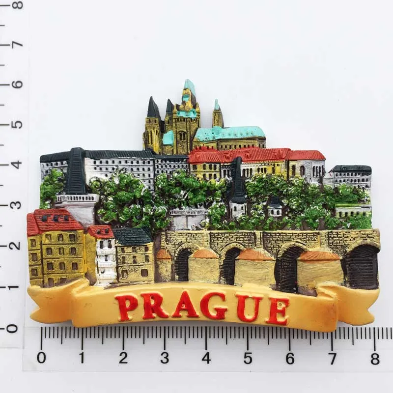 

Czech Prague landmarks, tourist souvenirs, magnetic stickers, refrigerator