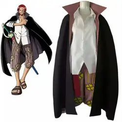 Аниме one piece Red-Haired Shanks косплей костюм топ + брюки + Тренч + плащ Одежда для Хеллоуин-вечеринки