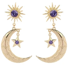 Трендовая заявка на цвет золота большие полые Звезды Луна Серьги гвоздики для женщин девушек Модные женские ювелирные изделия для вечеринок