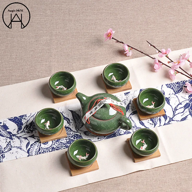 Buy 130ML Green Kung fu cup Tea Pot Set Water Tea Cup Tea Set Coffee Cups Teas