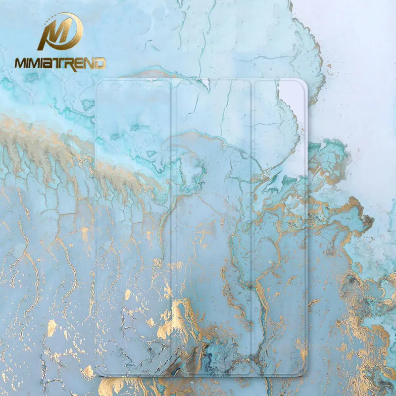 

Mimiatrend Blue Marble Grain PU Case for iPad Pro 9.7" Air Air2 Mini 1 2 3 4 5 Tablet Case Shell + Screen Protector + Phone Case