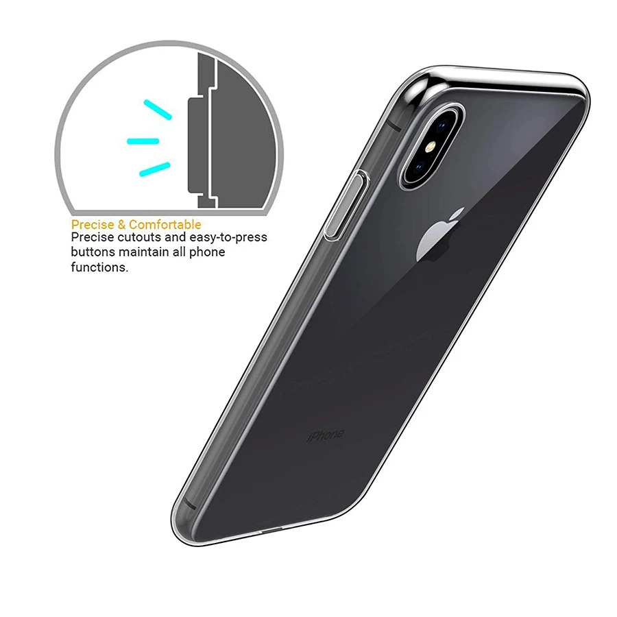 Мягкий чехол из ТПУ для iPhone XS Max прозрачные тонкие чехлы MAX XR X 7 PLUS 8 6S 6 5 ярких