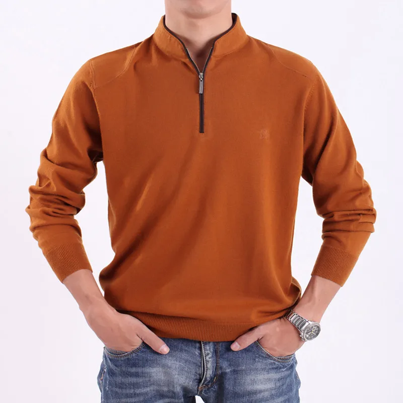 New 100% Wool Sweater &Men Sweater &Orange &Merino Wool
