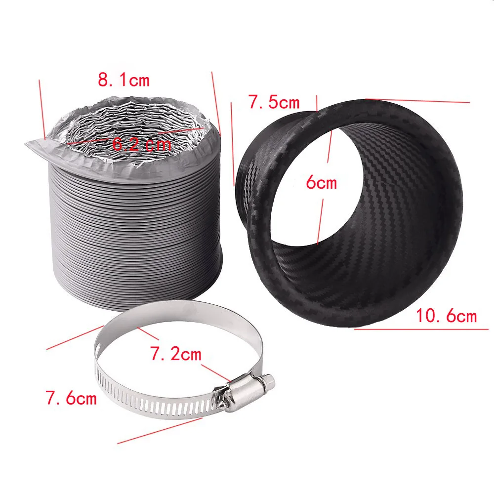 

1Set Car Cold Air Intake System Kit Air filter Auto Front Bumper Turbo Air Intake Pipe Turbine Inlet Pipe Air Funnel Kit