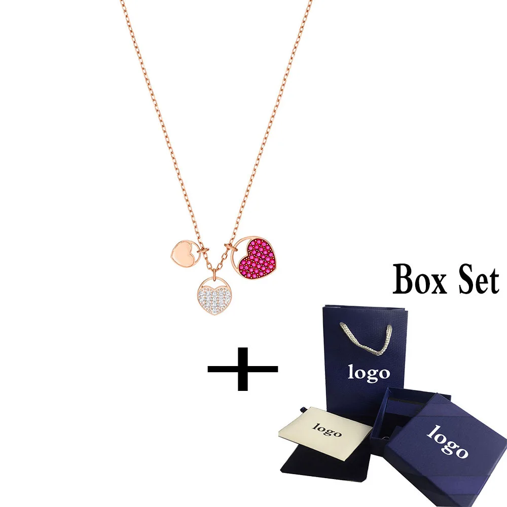 

SWA RO 2019 New GINGER Pendant Pink Heart Shape Female Feminine Sparkling Crystal For Mom Girlfriend Luxury Jewelry Gift 5472446