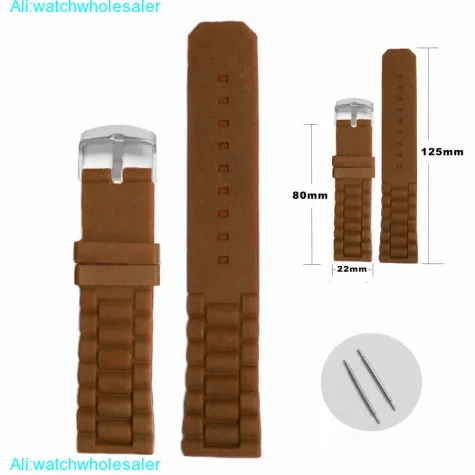 22mm Good Taste Brown Silicone Jelly Rubber Unisex Watch Band Straps WB1052G22JB
