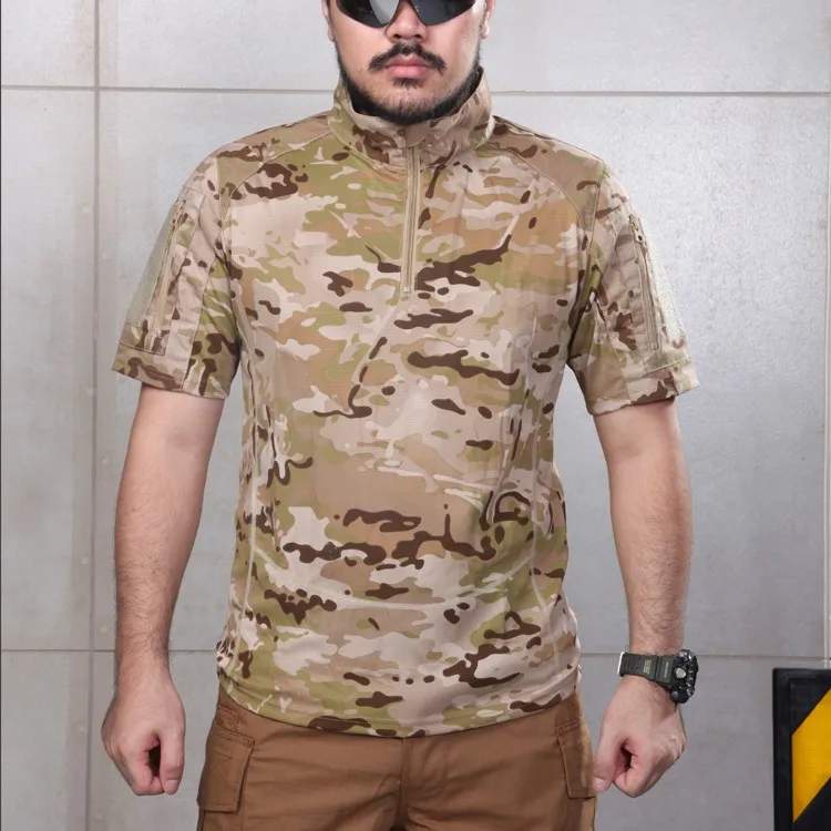Летний Multicam камуфляж тактические рубашка Quickdry из полиэстера футболка CP CB MCA MTP MCBK серый - Цвет: MCA