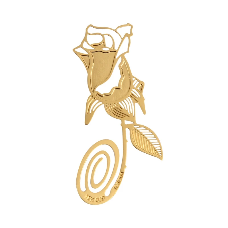 

1pcs The Best Quality Reading Gold Golden Rose Style Metal Bookmark Book Marks Label Present For Home Office School