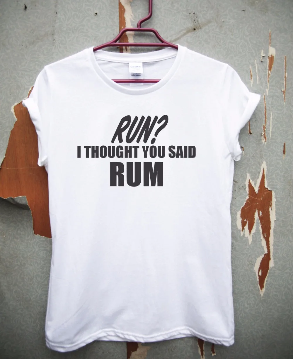 Женская футболка с ромом Run i Think you said Прямая поставка|Футболки| |