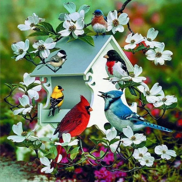 5D DIY Diamond Painting birds diamond Embroidery flowers Full round Cross Stitch Rhinestone Mosaic Decor | Дом и сад
