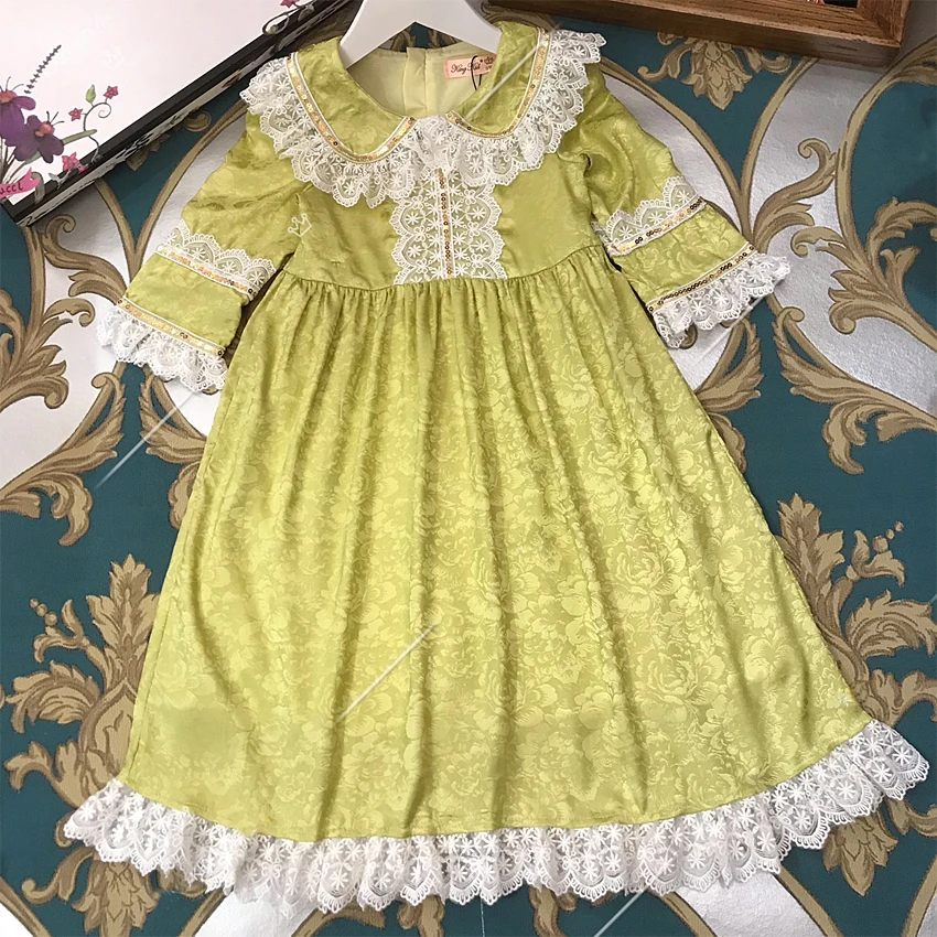 6450 г., Брендовое рождественское платье принцессы с кружевным принтом для маленьких девочек зимние и осенние вечерние платья для девочек,, одежда для маленьких девочек