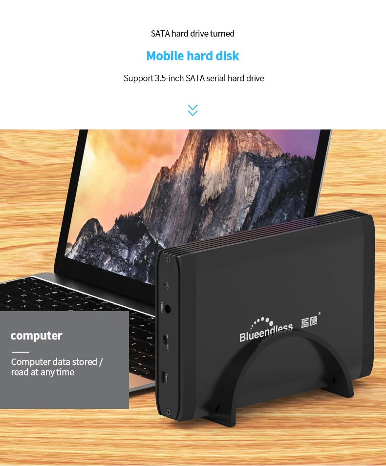 Blueendless HDD 3," внешний жесткий диск Алюминиевый Usb 3,0 жесткий диск Sata 1 ТБ до 4 ТБ, украшенное мозаикой из драгоценных камней, 12V 2A AC Мощность Disco Duro Externo