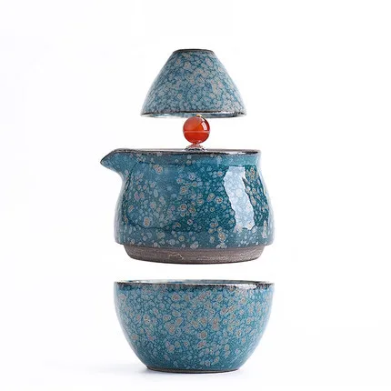 

Simple Quick Cup One Pot Two Cups Agate Outdoor Portable Travel tea set Japanese Tea Set Ceramic Teacup Teapot Gift Box