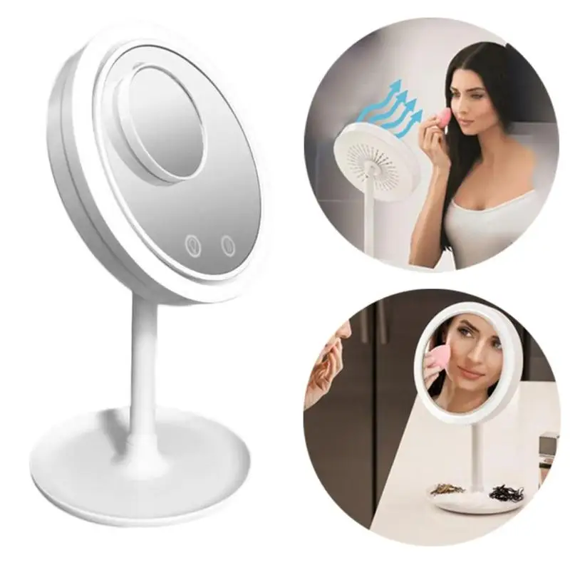 

5X Magnifying Sweat-free Makeup Mirror Beauty Mirror Desk-Top Keeps Skin Cool Beauty LED Lighted Breeze Makeup Mirror