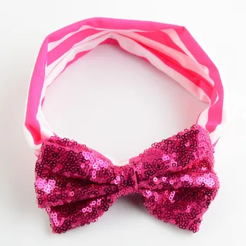 

240pcs/lot Baby Girl Sequined Bow Striped Headband Princess Headband