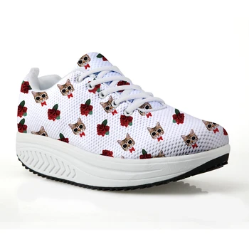 

ELVISWORDS Women Shoes Flats Cute Cats Rose Printed Summer Breathable Casual Lace Up Sneakers Nurse Work Comfortable Footwear