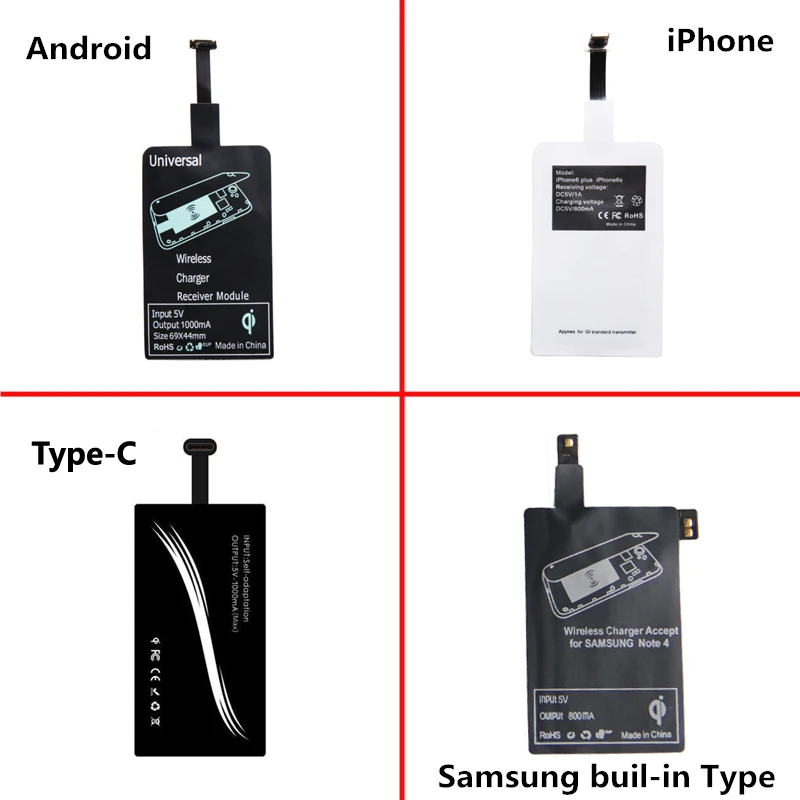 

Android Micro USB Universal Qi Wireless Charger Receiver Charging Adapter Receptor Induction Receiver Chip For iphone Samsung