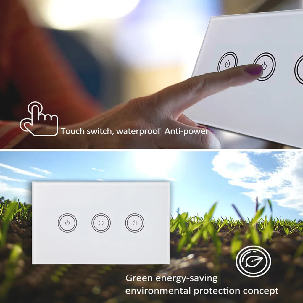 

US Smart WiFi Three Way Button Switch For Amazon Alexa/Google Home App Control 5.28
