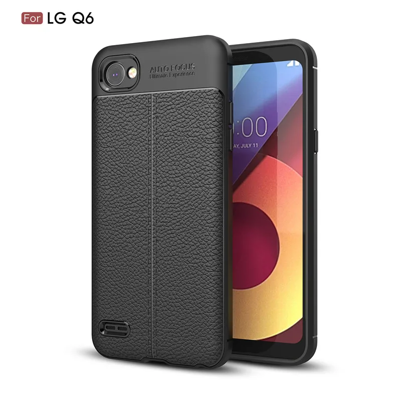 For LG Q6 Case for Back Cover Luxury Soft Silicon Leather Texture Phone Cases Colorful Mobile Accessory | Мобильные телефоны и
