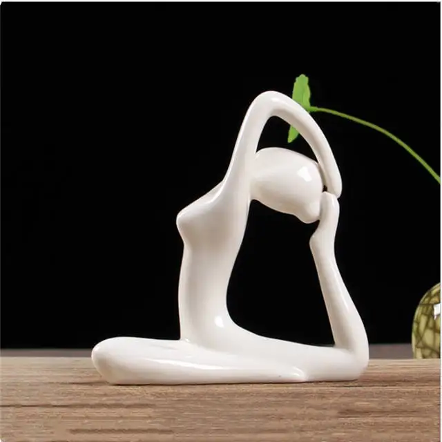 M.J.D. Abstract Art Ceramic Yoga Poses Figurine Porcelain Yoga Lady