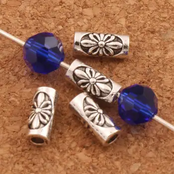 

Daisy Flower Engraved Tube Spacer Beads 750PCS zinc alloy Bead Fits Charm Bracelet L1799 8X3.5X3.5mm