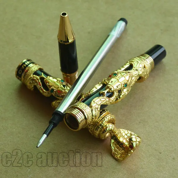 Шариковая ручка JINHAO черная с золотой змеей ветер Змеиный год|roller ball pen|ball penjinhao black