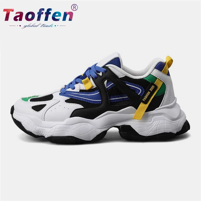 

Taoffen Men Patchwork Running Shoes Lace Up Outdoor Trainer Mesh Thick Bottom Platform Round Toe Cushion Zapatos Size 39-44