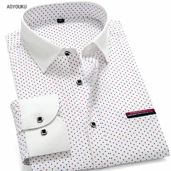 

A Fashion Men Polka Dot Long Sleeve Shirts Male Slim fit Casual Business Shirts Luxury Brand Social Male Clohtes China