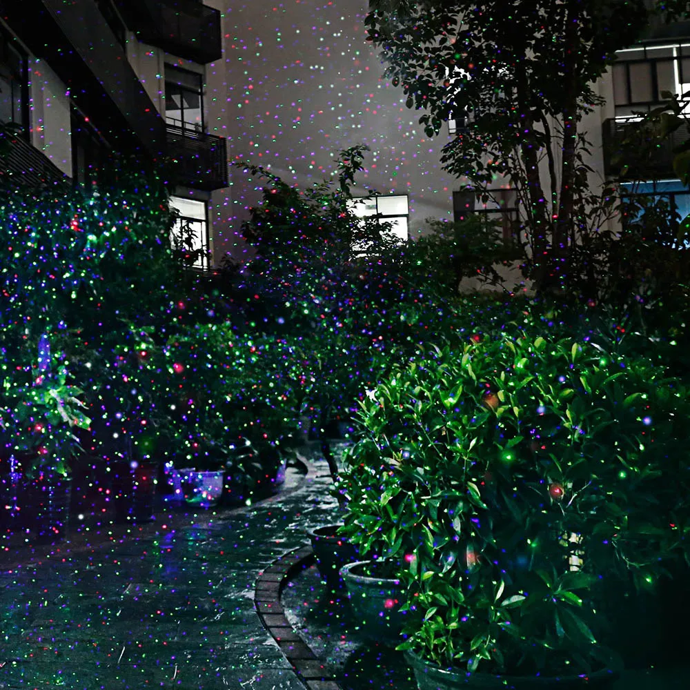 ليزر عيد الميلاد العارض RGB أضواء نجوم تزيين الحديقة في الهواء الطلق دش عطلة مصباح حديقة للماء ساكنة وميض RF عن بعد