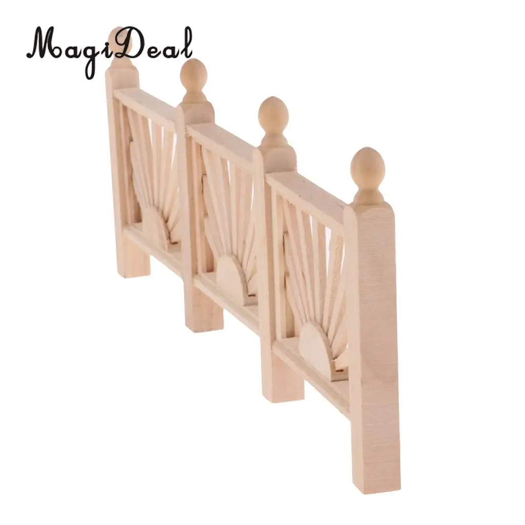1/12 Dollhouse Miniature Unpainted Furniture Garden Park Decor Bench Chair End Table Stool Rail Fence Barrier DIY Accessories