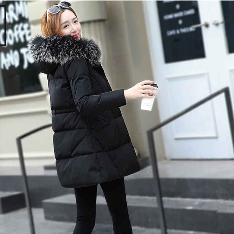 Tcyeek зимняя куртка женская длинная пуховая куртка Женская Большая Меховая одежда с капюшоном толстые теплые пуховики розовая верхняя одежда LWL1109