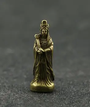 

Collectable Chinese Pure Brass Carved Nanhai Kwan-yin Guanyin Mazu Exquisite Small Pendant Statues