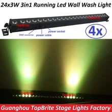 4xLot Led Wall Washer Lights 24x3W RGB 3IN1 Led Light Bar Running Horse Funtion Dmx Dj Disco Party Show Effect Stage Projectors