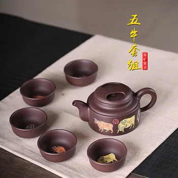 

wholesale pure hand-made painted genuine purple clay pot home decoration accessories manufacturer direct sales