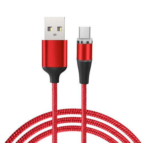 Магнитный USB кабель VOXLINK 1 м светодиодный для iPhone Xs 6 7 и USB TypeC кабель и Micro USB нейлоновая оплетка для samsung Xiaomi huawei LG USB C - Цвет: Red for Type C