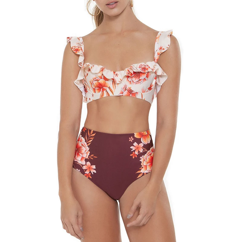 Bikinx Кружева Высокая талия трусики бикини 2019 купальник Mujer Push up пикантные