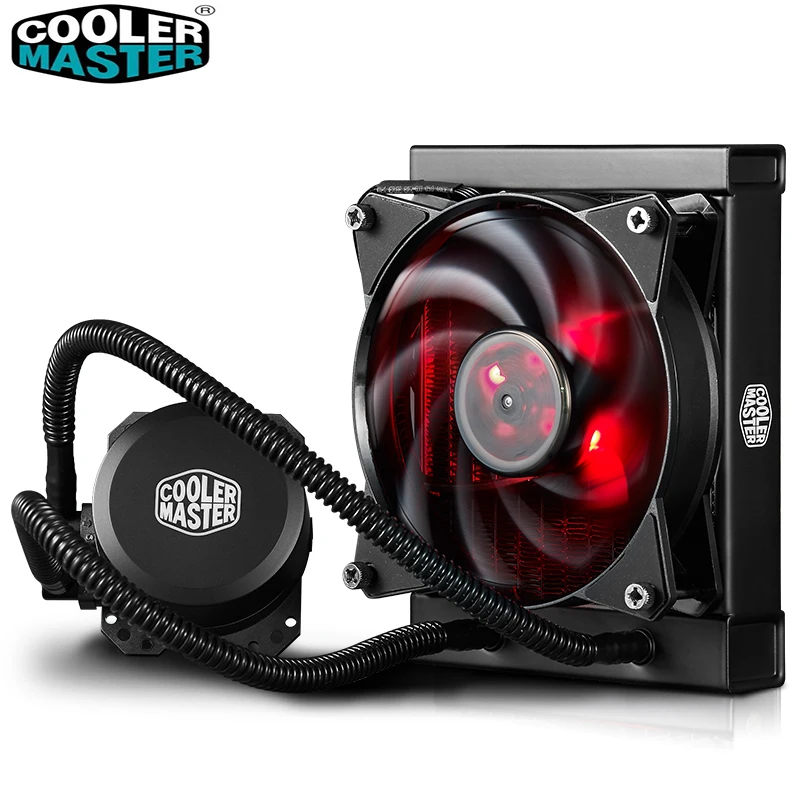 ^*Best Offers Cooler Master B120 CPU Liquid Cooler 120mm Red LED quiet fan For Intel 1151 1150 2011 2066 and AMD AM4 CPU water cooler