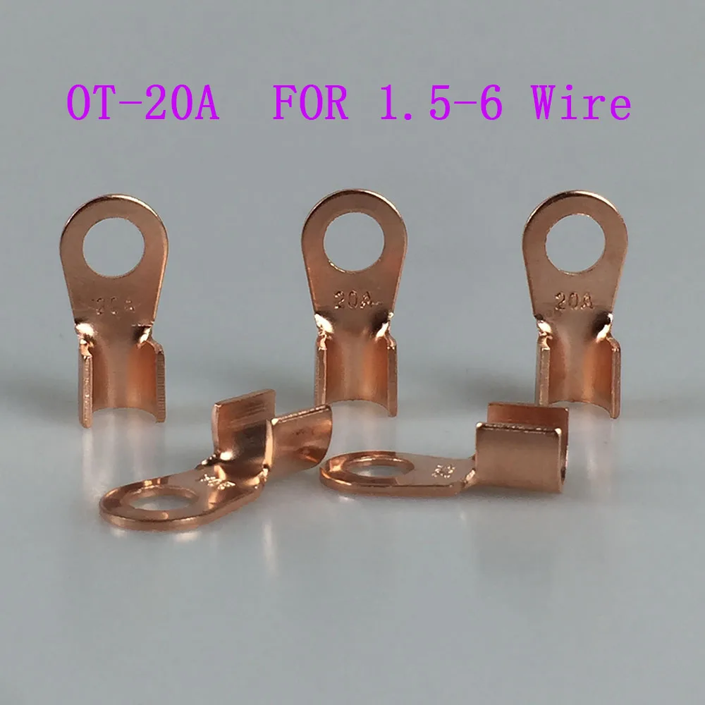 

10pcs OT-20ADia Red Copper Circular Splice Ring Terminal Wire Naked Battery Cable Connector lugs Terminals,Used For 1.5-4Wire