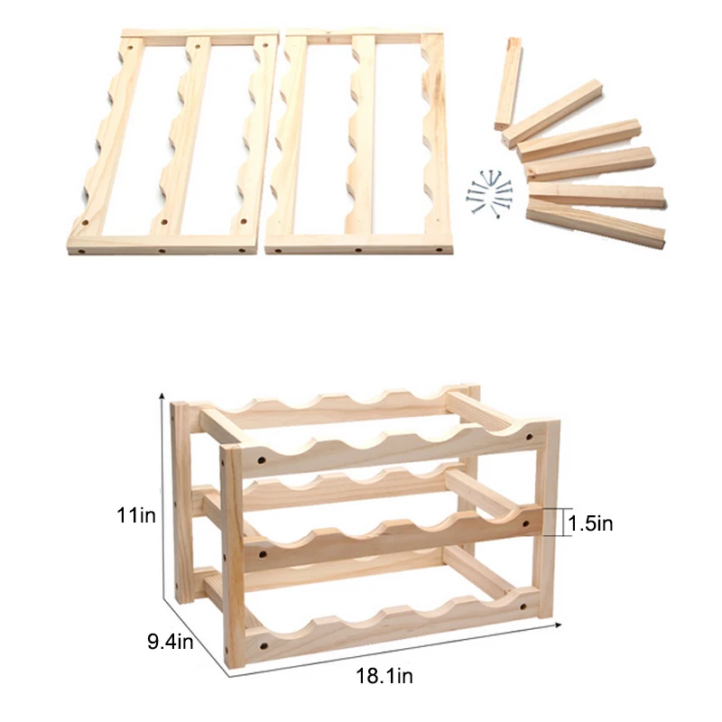 Creative Foldable Wine Rack Wooden Hanging Wine Bottle Organizer Holder Mount Kitchen Bar Display Shelf Wine Racks (10)