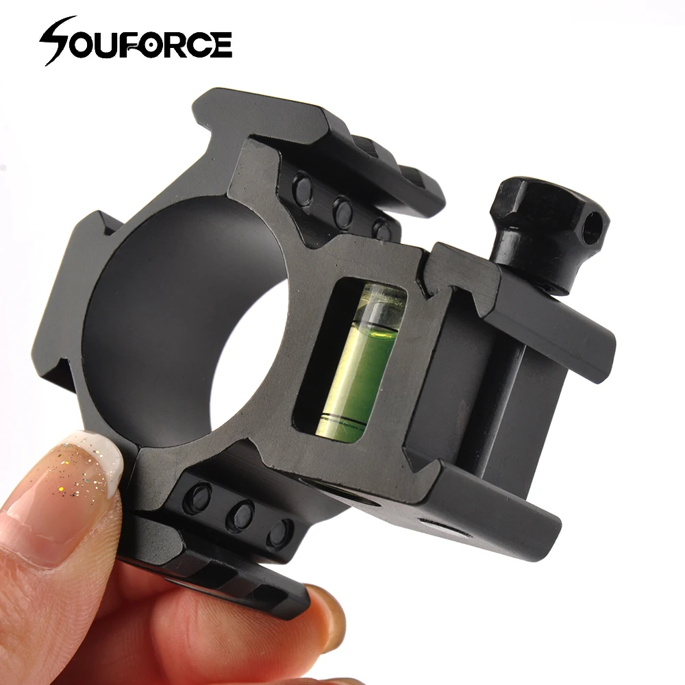 Ferroviário para Airsoft 30mm com Nível de Bolha Escopo Óptico Tático Montagem Anéis Diâmetro 25.4 - Caber 20mm Picatinny Rifle Ar15 Caça 14 Acessórios e suporte de extensão