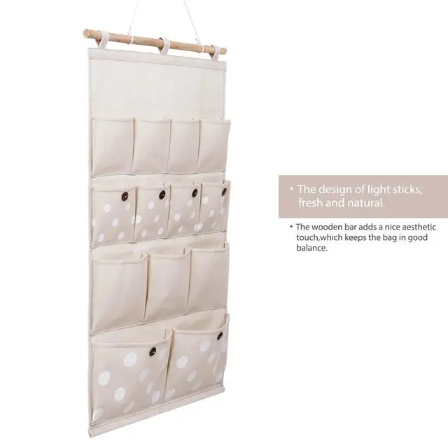 Adeeing Home Linen/Cotton Fabric 13 Pockets Wall Door Closet Hanging Storage bag organizer