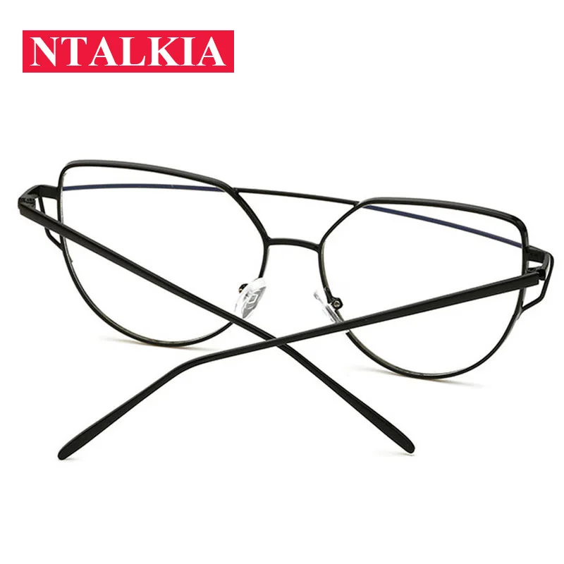 Hot 2018 Newest Cat Eye Glasses Frame Women Brand Designer Twin-Beams Metal Eyeglasses Frame Clear Fashion Glasses Drop Ship