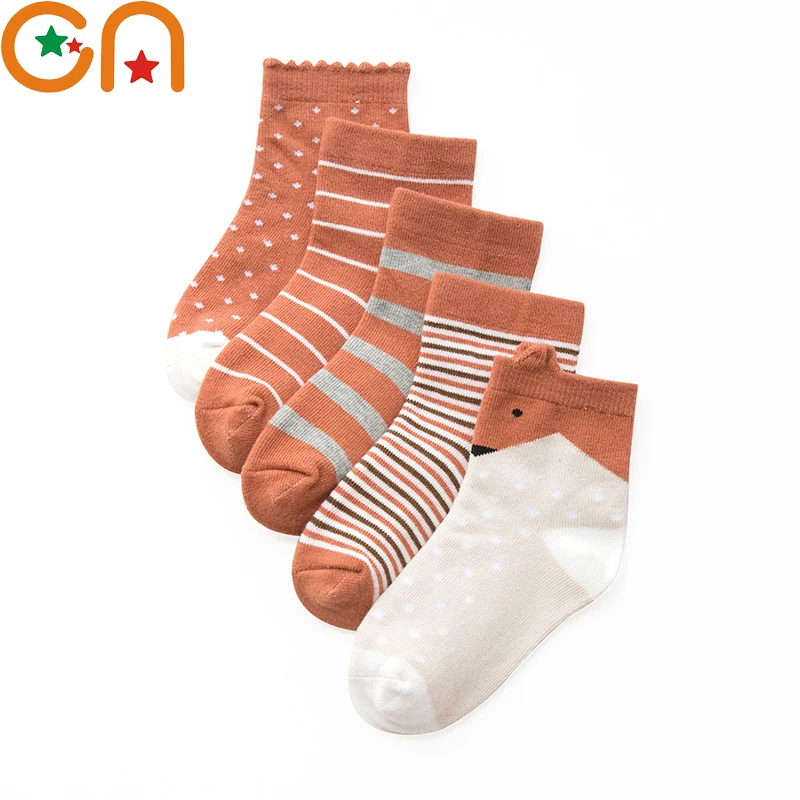 5 pairs/Lot Autumn Winter New Kids Cotton socks.Boy,Girl,Baby,Infant fashion stripe Cartoon sports socks,For Children gifts CN