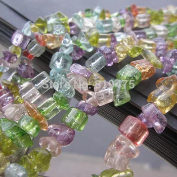 

30" Glass beads Crack Irregular Chip Beads Mix Color for jewelry making Wholesale and Retail