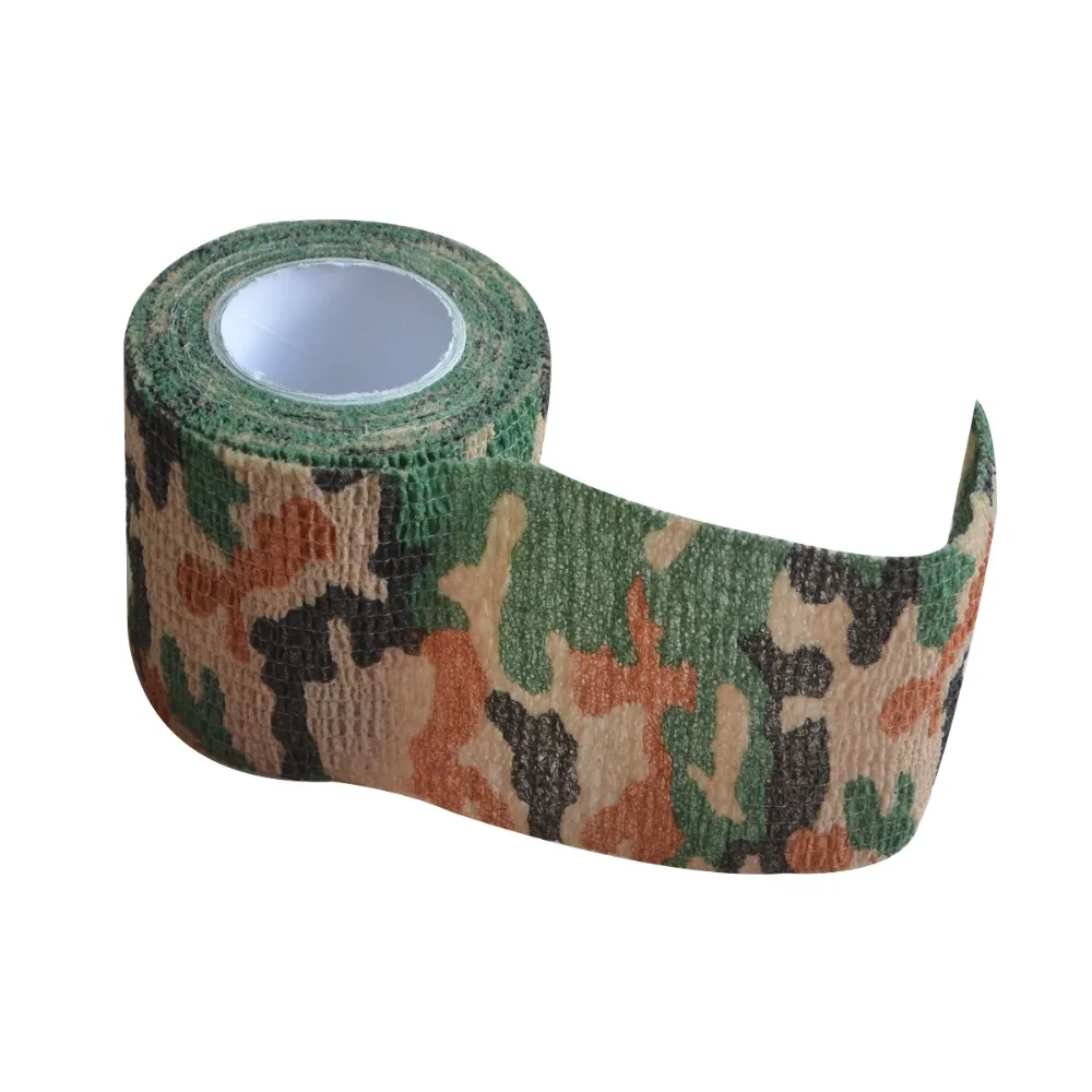 

5 Rolls 4.5m*5cm Camo Color Self-Adhesive NonWoven Bandage Hunting Cohesive Camouflage Tape For OutDoor Sports Injured Protect
