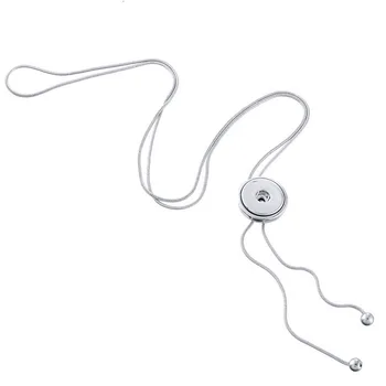 

10pcs NEW 2015 Metal Adjustable Necklace 70CM Charm beauty round button fit DIY 18MM snap buttons jewlery wholesale women ZJ1617