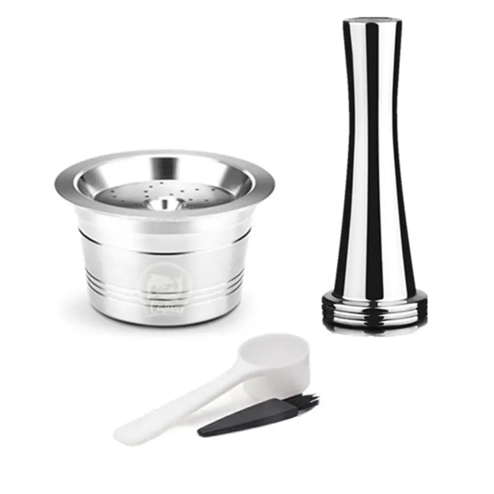 

K-Fee Coffee Tamper Filter Scoop Set Coffee Paste Filter Upgraded Stainless Steel Coffee Capsule Pods Hammer Spoon Brush