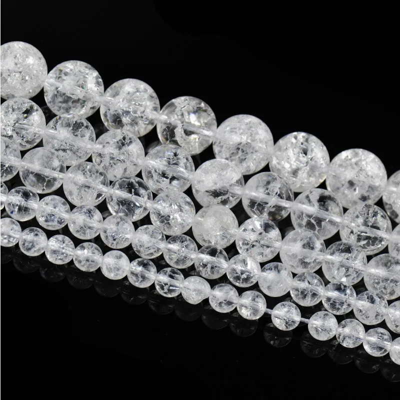 

6mm White Cracked Crystal natural stone round jewelry findings loose beads fashion necklace diy created earrings glass agates